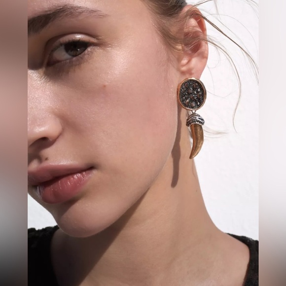 🔥🔥Zara Horn sparkly horn earrings - Picture 1 of 3